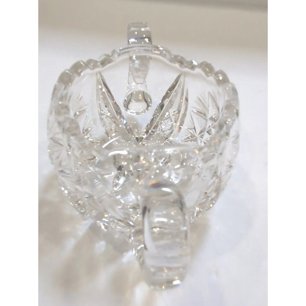 Antique APB Cut Crystal Sugar Bowl, Sawtooth Rim, Two Handles - Picture 4 of 9